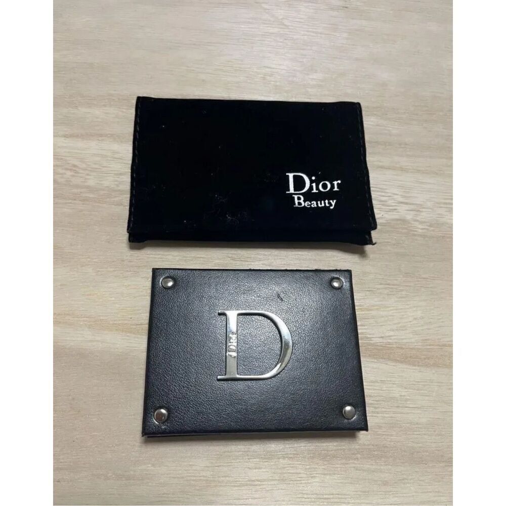 Dior Beauty Small Compact Travel Mirror Black Silver Logo Luxury Pocket Mini